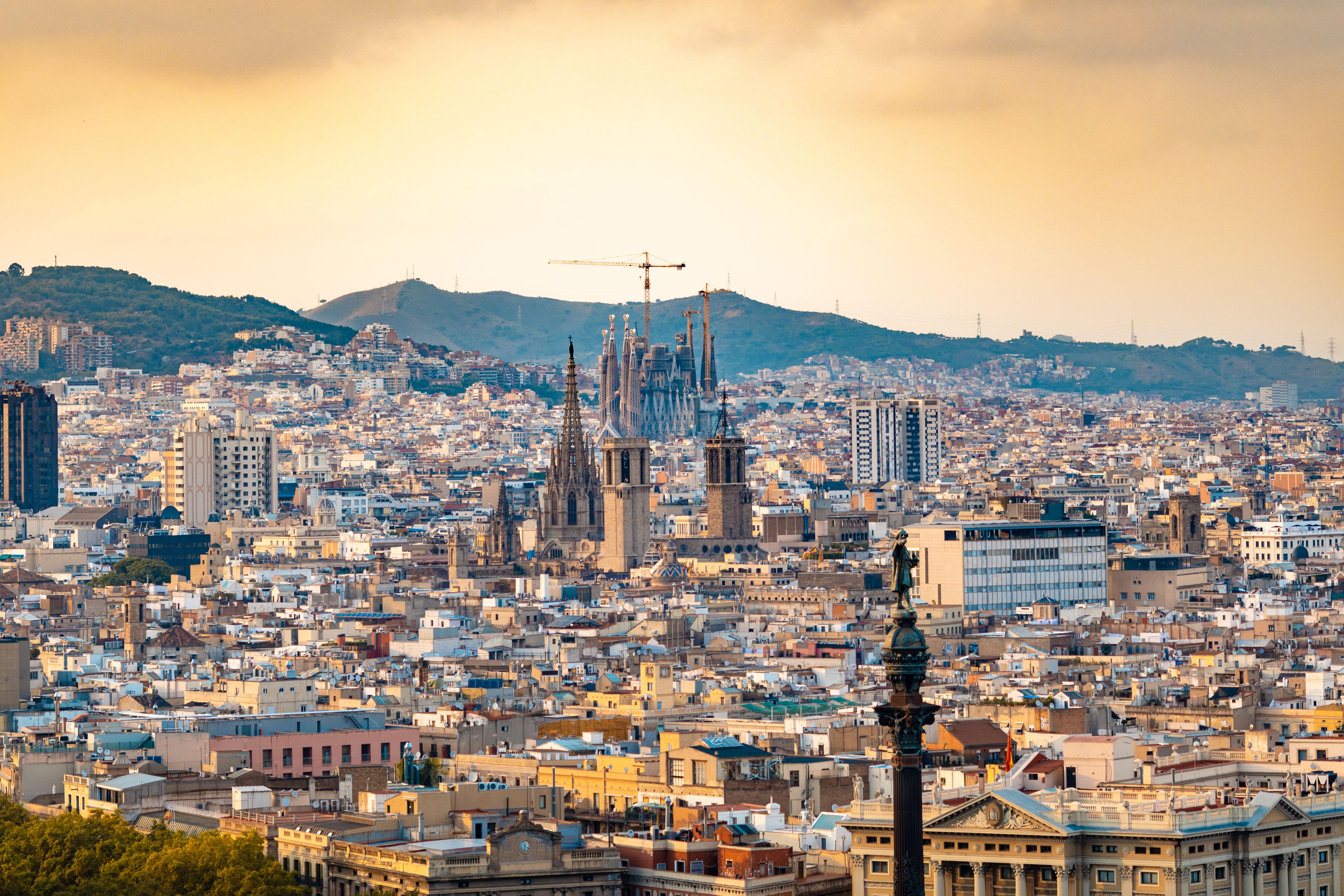 Barcelona cityscape with university in distance