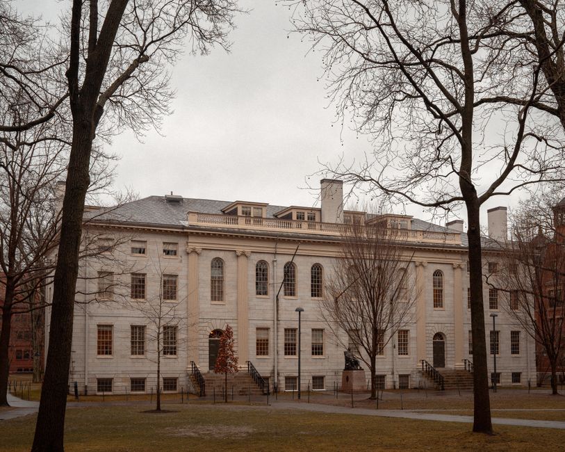 Yale campus architecture with students walking