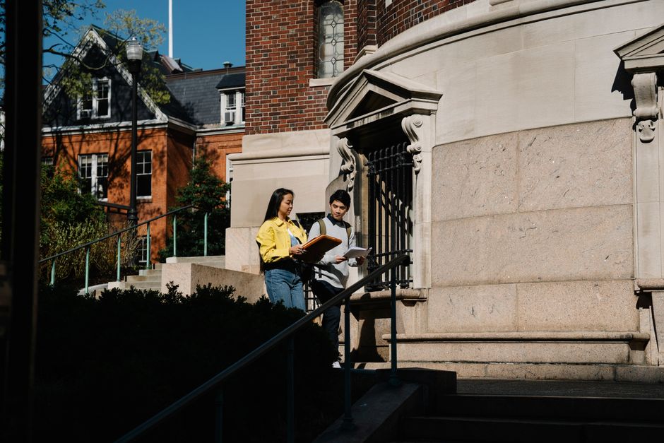 Italian university campus with historic architecture and students walking